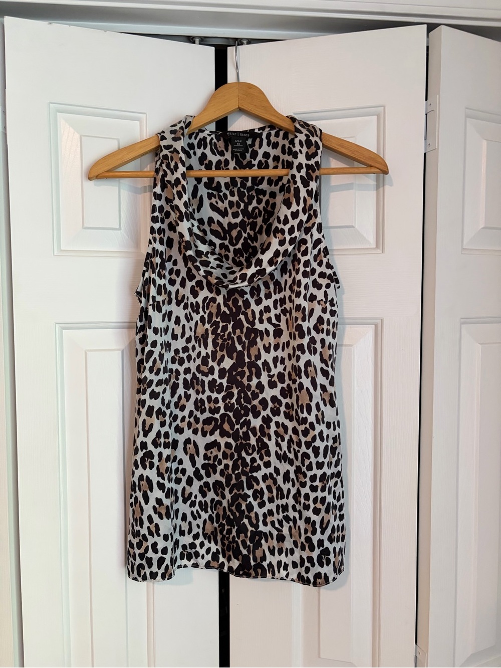 White House Black Market Silk Leopard Print Blouse